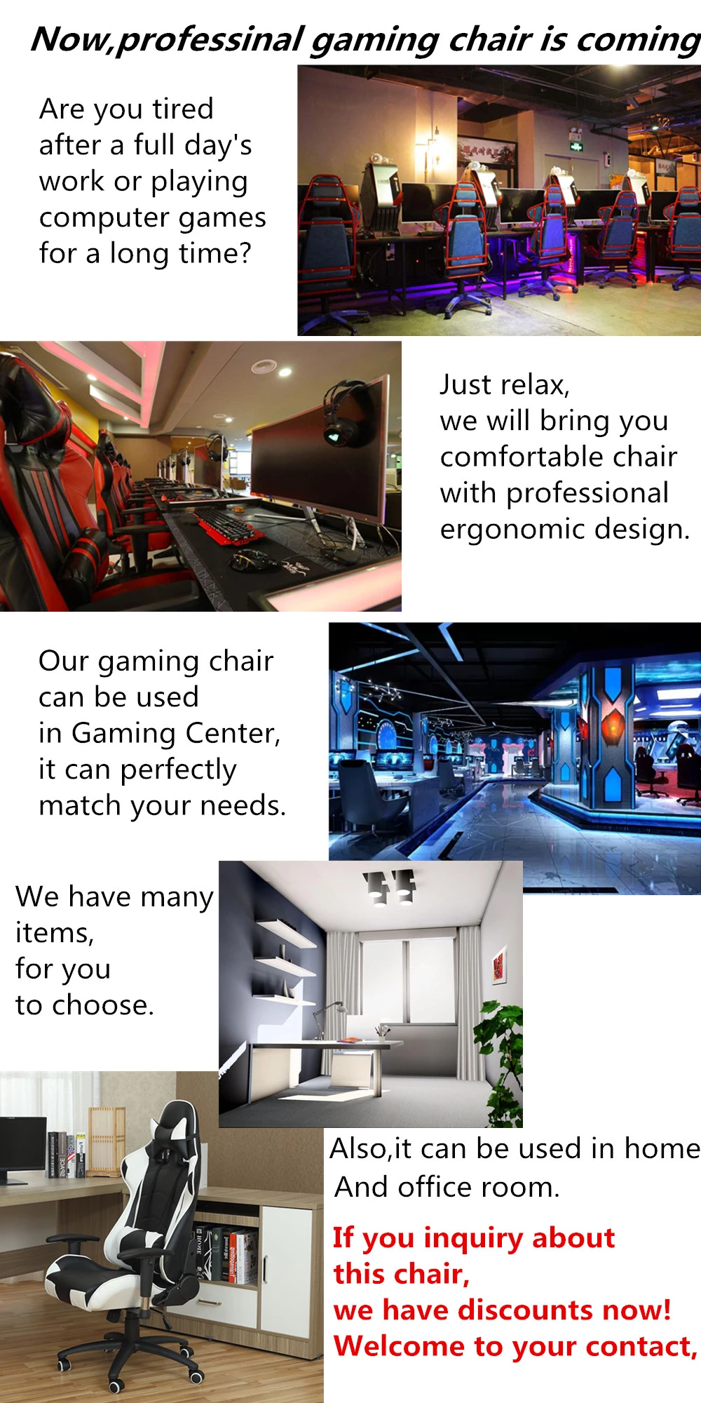 Modern Project Order Game Center Use Recaro Silla Orange Racing Gaming Chair Computer Chair With Neck Pillow